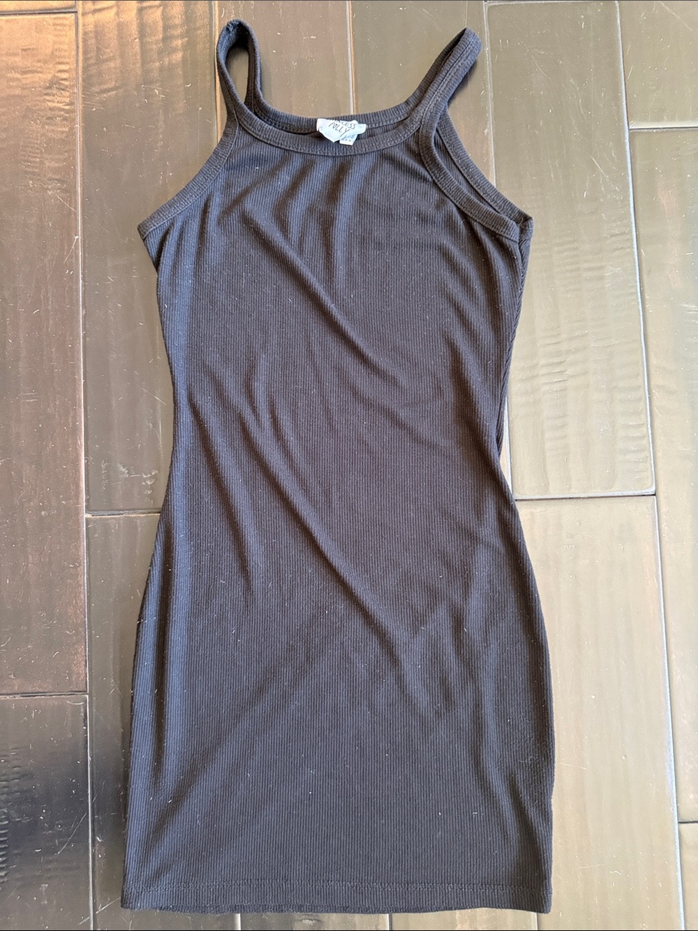 Princess Polly Black Ribbed Mini Tank Dress